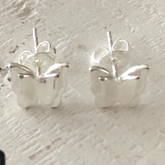 Dainty Sterling Silver Butterfly Earrings - Picture 4 of 5